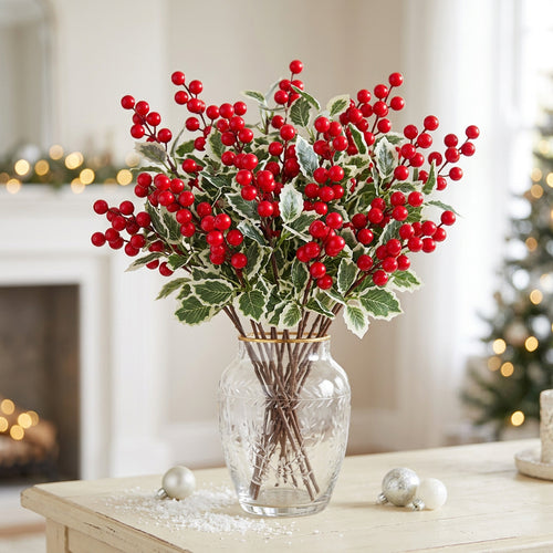 Christmas Artificial Red Berry Single Stem Fortune Berry Lucky Fruit Christmas Living Room Hotel Decoration Artificial Green Plant