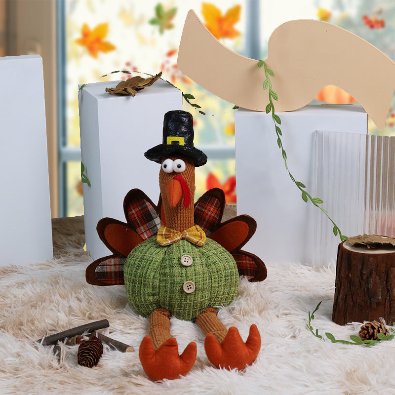 Thanksgiving Decoration Creative Hanging Leg Turkey Plush Autumn Party Home Kitchen Decorative Ornament