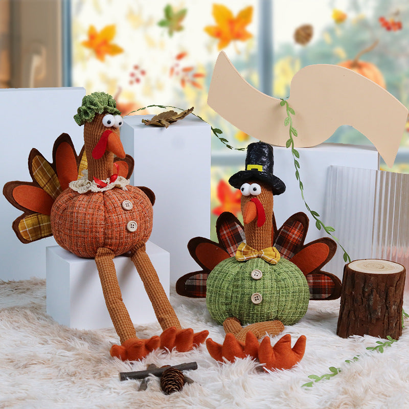 Thanksgiving Decoration Creative Hanging Leg Turkey Plush Autumn Party Home Kitchen Decorative Ornament