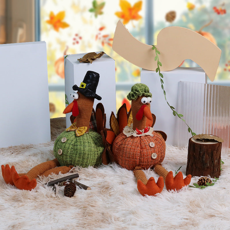 Thanksgiving Decoration Creative Hanging Leg Turkey Plush Autumn Party Home Kitchen Decorative Ornament
