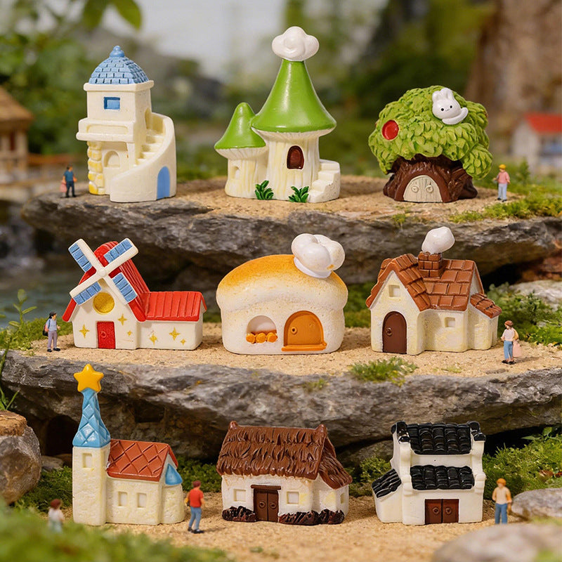 Miniature Landscape Creative Simulation Cartoon Castle House Garden Decoration DIY Ornament Moss Elegant Small Decorative Item